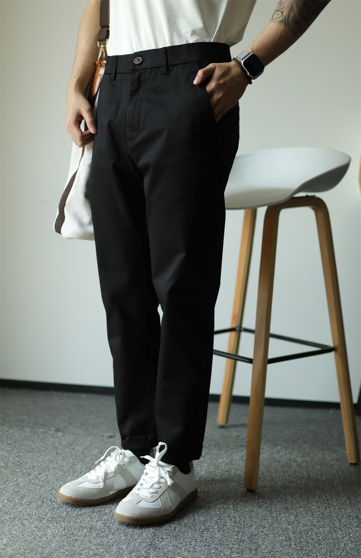 Men's Casual Business Slim-Fit Cropped Trousers