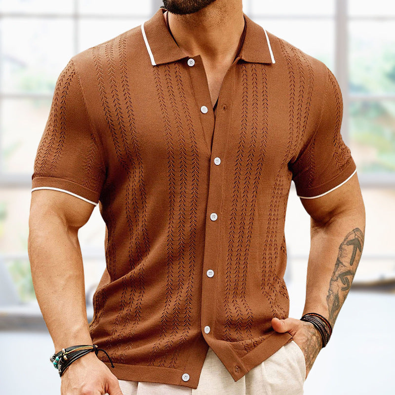 Short-sleeved Polo Shirt Summer Button Lapel Top Fashion