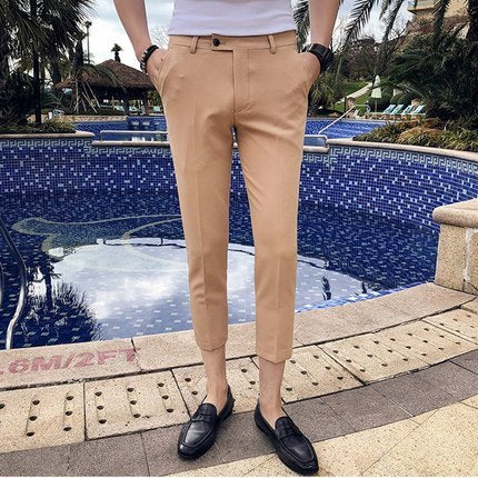 Trend casual slim straight black suit pants