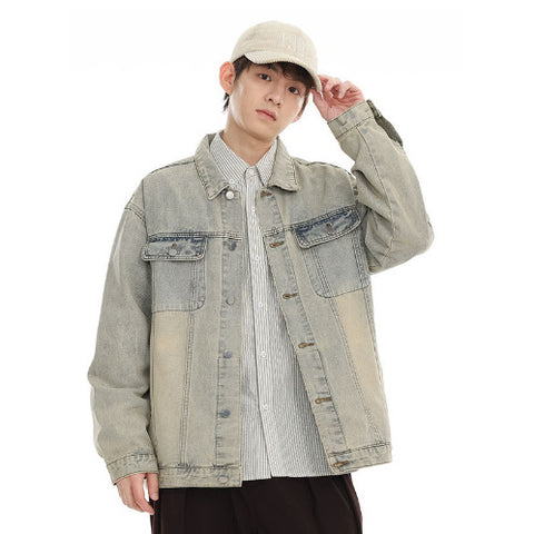 Vintage-Inspired Washed Denim Jacket for Fall & Winter