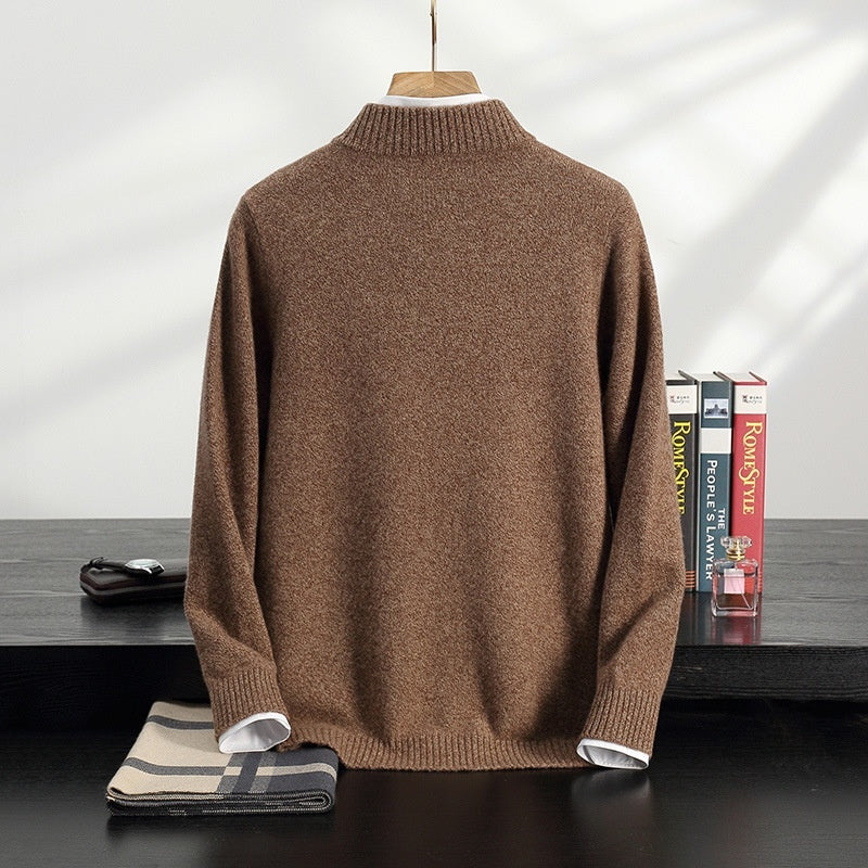 Men's Cashmere Knitted Coat with Stand Collar