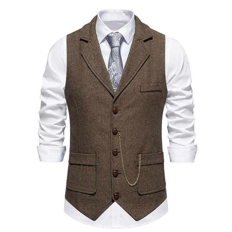 New Retro Herringbone Casual Vest Multi-pocket Tough Guy Vest