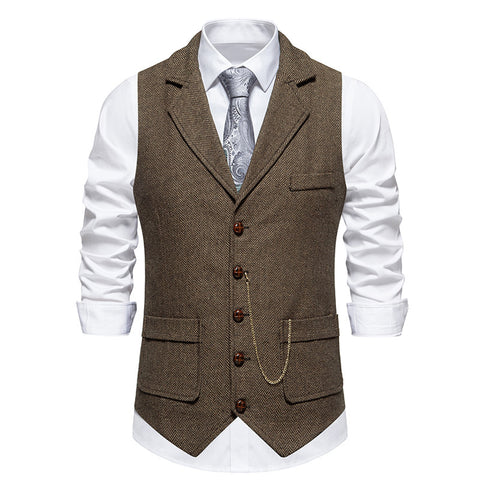 New Retro Herringbone Casual Vest Multi-pocket Tough Guy Vest