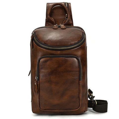 Men's Retro Crazy Horse Skin Shoulder Bag