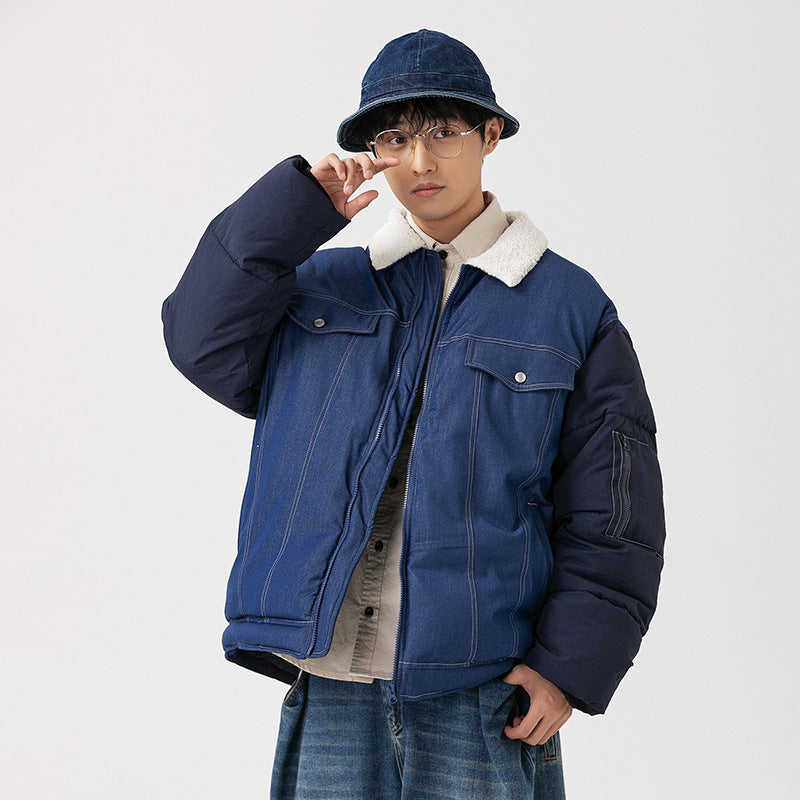 Men's American Retro Patchwork Denim Coat