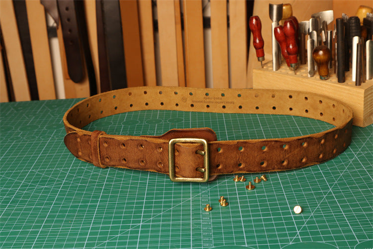 Cowhide Handmade Stitching Anti-allergy Men's Leather Belt