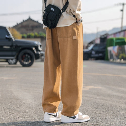 Men's Casual Trousers: Loose Fit Straight Cargo Pants