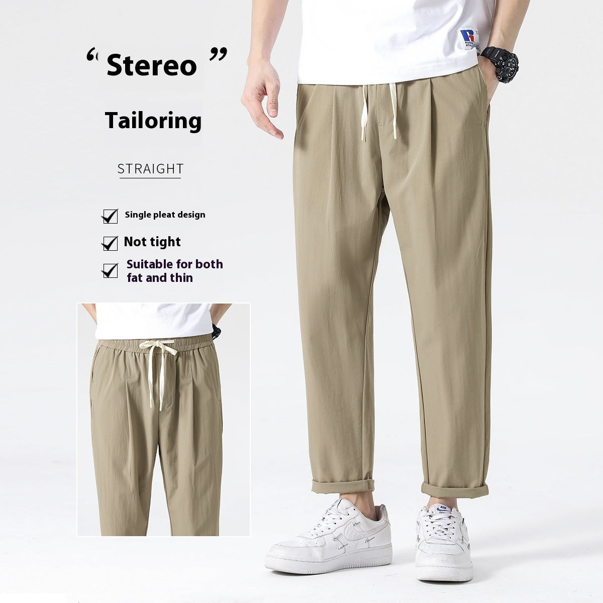 Breathable Lace-Up Casual Pants: