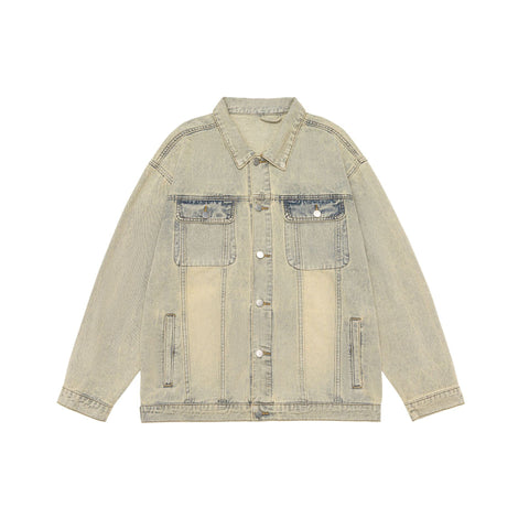 Vintage-Inspired Washed Denim Jacket for Fall & Winter