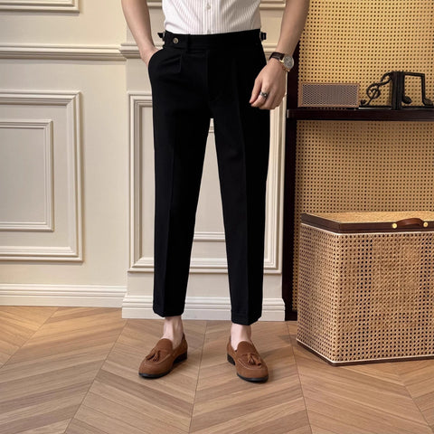 Stylish Seersucker Straight Type Pants for Men