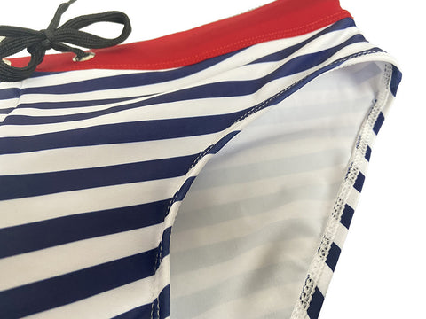 Men's Triangle Skinny Striped Low Waist Swim Trunks