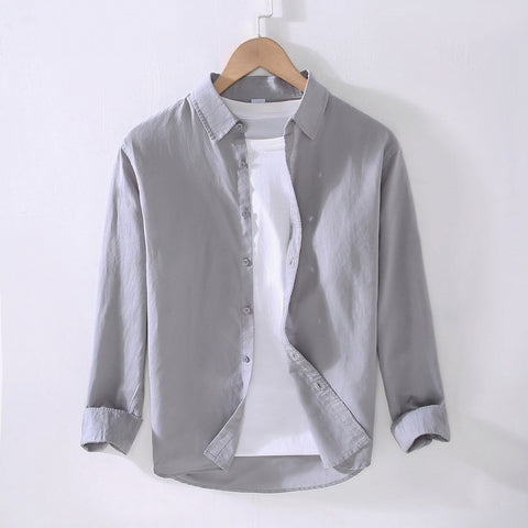 Lightweight Men's Cotton and Linen Long Sleeve Shirt