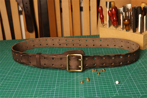 Cowhide Handmade Stitching Anti-allergy Men's Leather Belt