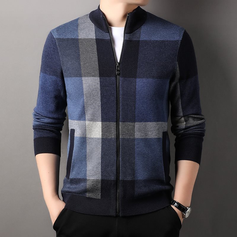 Men's Autumn Striped Color Matching Cardigan