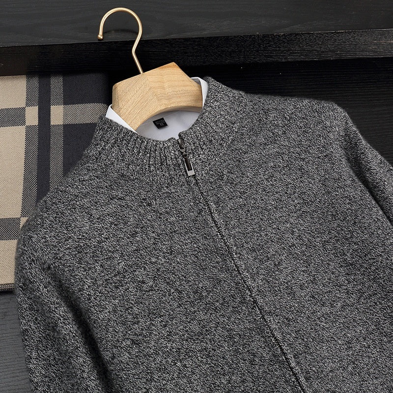 Men's Cashmere Knitted Coat with Stand Collar