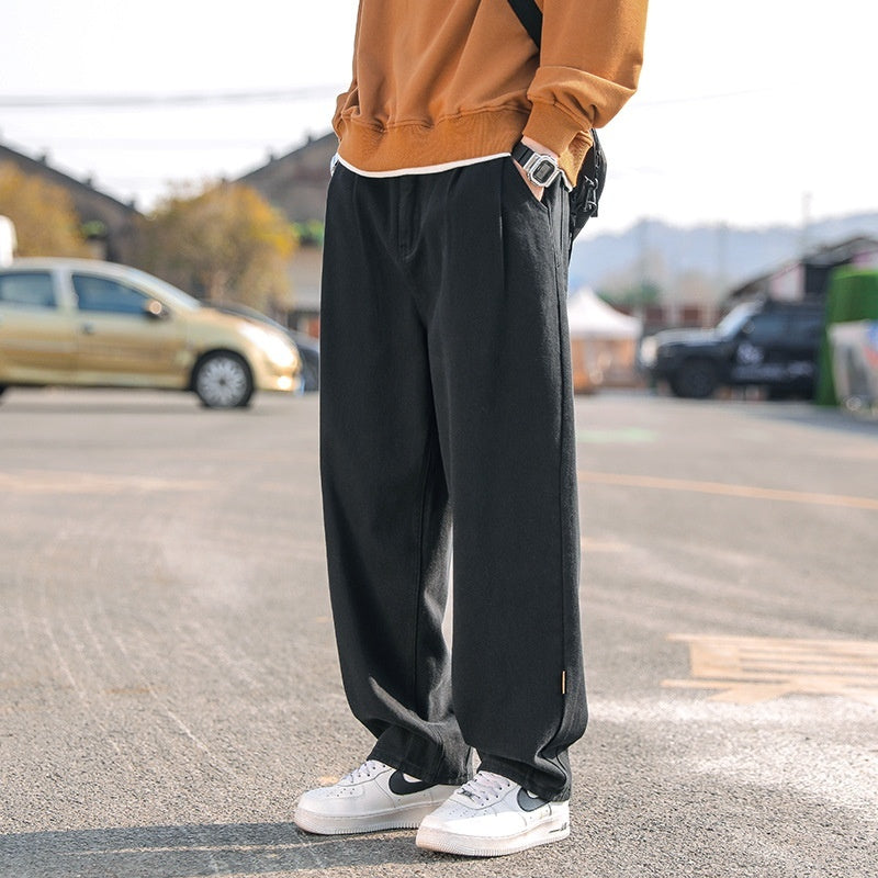 Men's Casual Trousers: Loose Fit Straight Cargo Pants