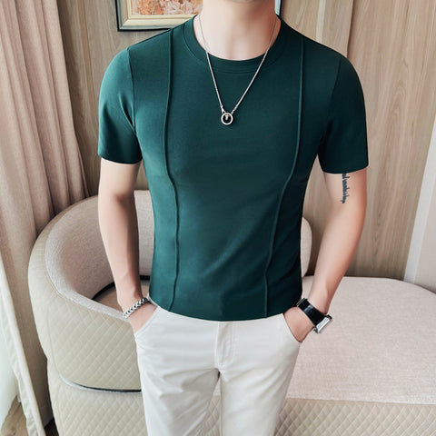 Men's Round Neck Thin Stretch Short Sleeve T-shirt