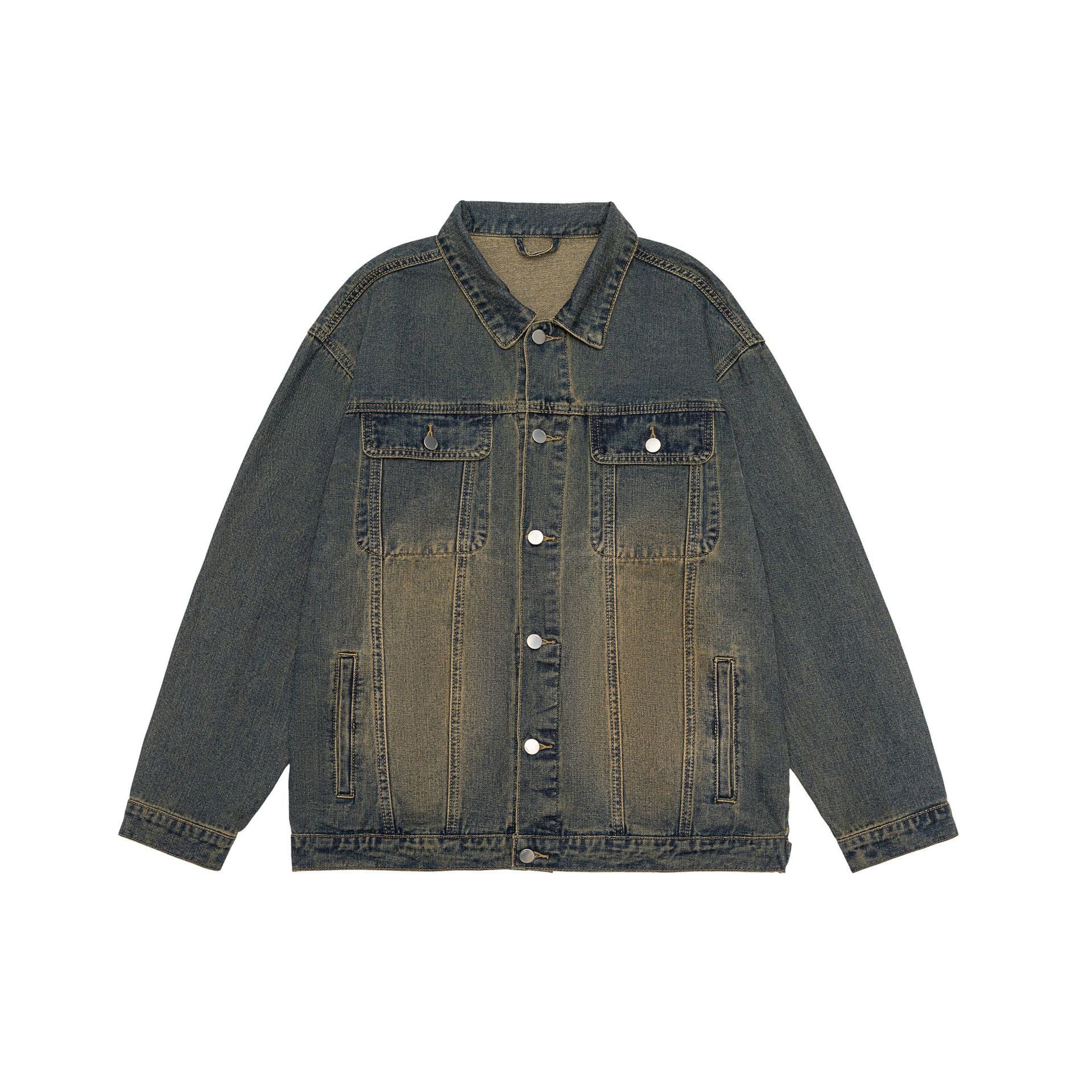 Vintage-Inspired Washed Denim Jacket for Fall & Winter