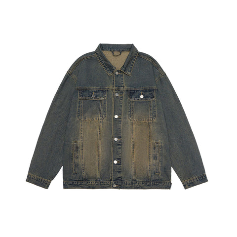 Vintage-Inspired Washed Denim Jacket for Fall & Winter