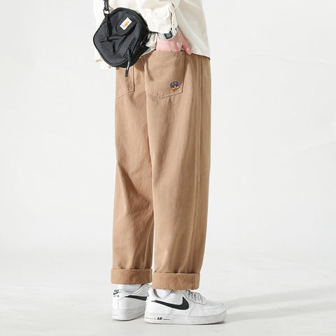 Men's Casual Trousers: Loose Fit Straight Cargo Pants