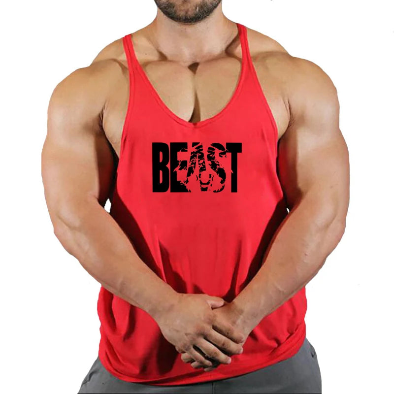 Gym Tank Top Men Fitness Clothing Bodybuilding Train Stringer Summer Clothing for Male Sleeveless Vest