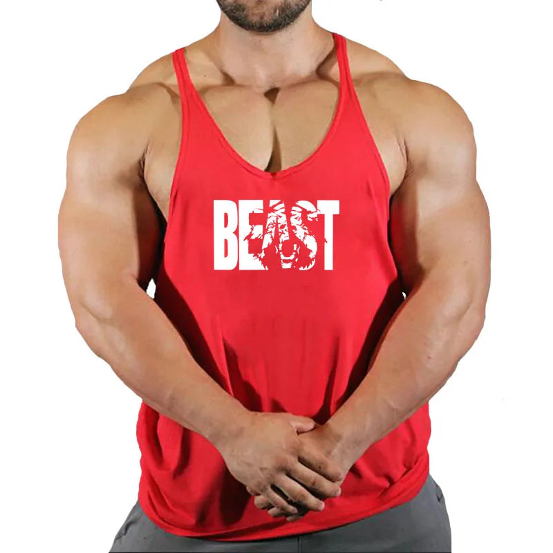 Gym Tank Top Men Fitness Clothing Bodybuilding Train Stringer Summer Clothing for Male Sleeveless Vest