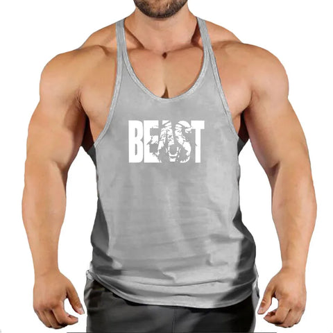 Gym Tank Top Men Fitness Clothing Bodybuilding Train Stringer Summer Clothing for Male Sleeveless Vest