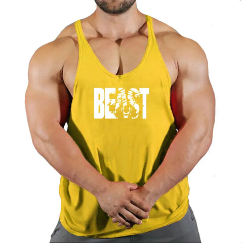 Gym Tank Top Men Fitness Clothing Bodybuilding Train Stringer Summer Clothing for Male Sleeveless Vest