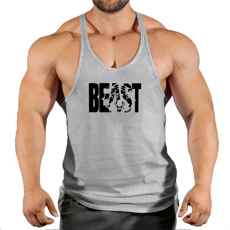 Gym Tank Top Men Fitness Clothing Bodybuilding Train Stringer Summer Clothing for Male Sleeveless Vest