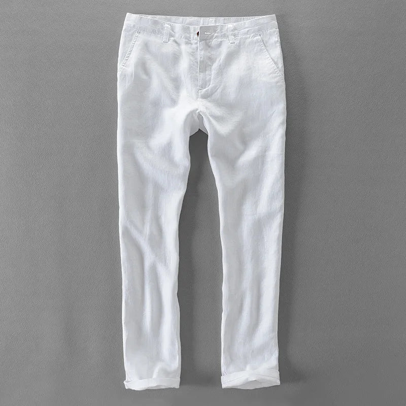 100% Quality Pure Linen Casual Pants Men Brand Long Trousers Men Business Fashion Pants