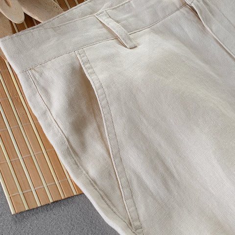 100% Quality Pure Linen Casual Pants Men Brand Long Trousers Men Business Fashion Pants