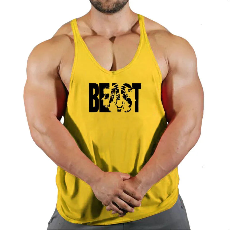 Gym Tank Top Men Fitness Clothing Bodybuilding Train Stringer Summer Clothing for Male Sleeveless Vest