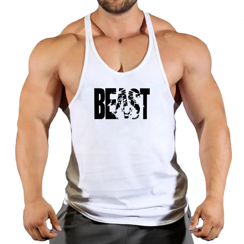 Gym Tank Top Men Fitness Clothing Bodybuilding Train Stringer Summer Clothing for Male Sleeveless Vest