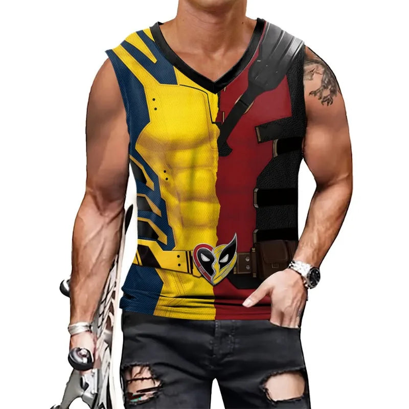 Adults Superhero Deadpool Wolverine Cosplay Vest Comic Compression Sleeveless Shirts Halloween Costumes Party Tops Males