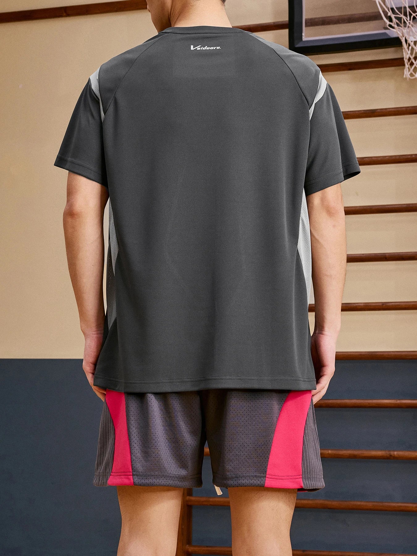 Men's Loose Patchwork T-shirt Thin Active Short Sleeve Crew Neck Tee