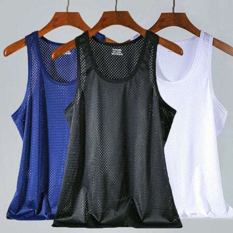 Mesh Tank Top Men Gym Fitness Quick Dry Top