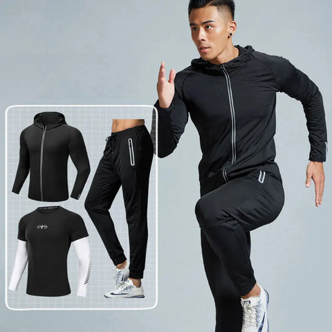 Quick Dry Men's Running Jacket Training Sportswear Set Gym Fitness Compression Sport Suit Jogging Tight Sportswear