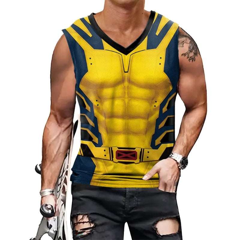 Adults Superhero Deadpool Wolverine Cosplay Vest Comic Compression Sleeveless Shirts Halloween Costumes Party Tops Males