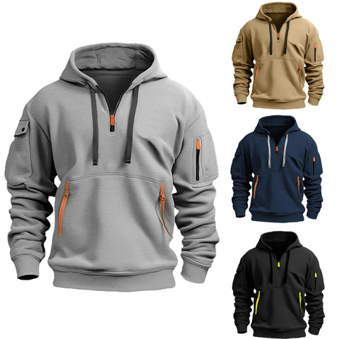 2024  Dropped Shoulder Hooded Sweatshirt Men's Plus Size Loose Pullover Fashion Sweatshirt