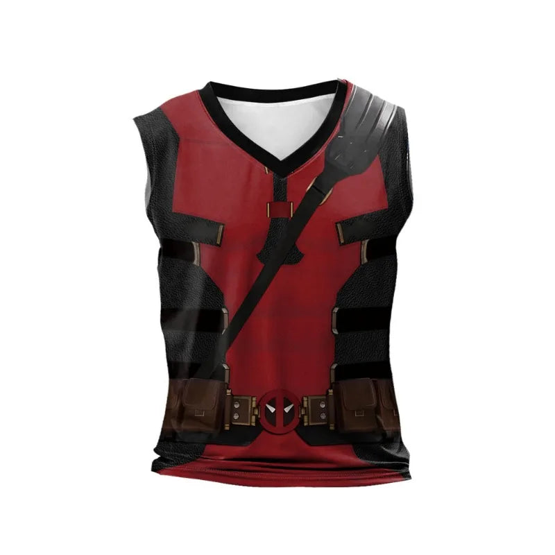 Adults Superhero Deadpool Wolverine Cosplay Vest Comic Compression Sleeveless Shirts Halloween Costumes Party Tops Males