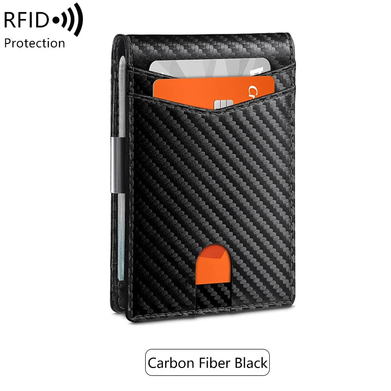 Men's Wallet RFID Carbon Fiber Ultra-thin 12 Card Wallet Minimalist Multifunctional Double Fold