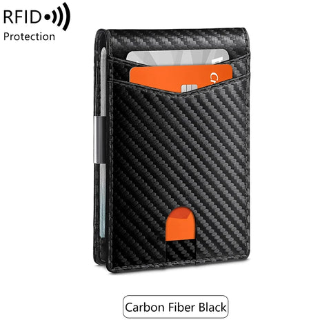 Men's Wallet RFID Carbon Fiber Ultra-thin 12 Card Wallet Minimalist Multifunctional Double Fold
