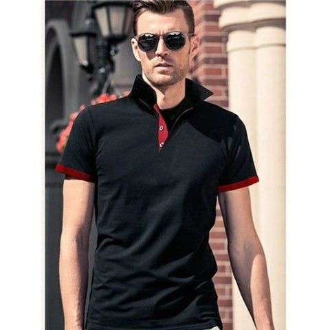 Men Shirt Short Sleeve Polo Shirt Contrast Color