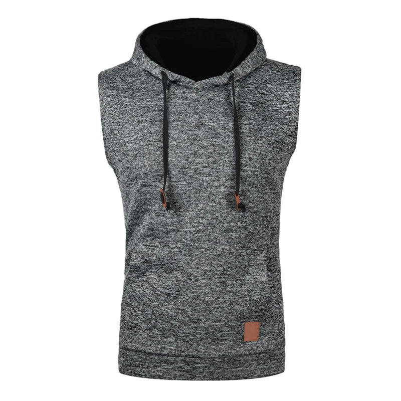 Mens Sleeveless Hoodies Fashion Casual Hooded Sweatshirt Men Bodybuilding Tank Top Sporting Shirt Waistcoat Vest Gym