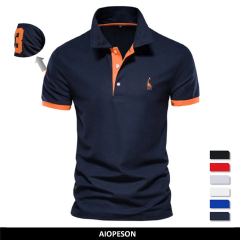 Embroidery 35% Cotton Polo Shirts for Men Casual Solid Color Slim Fit