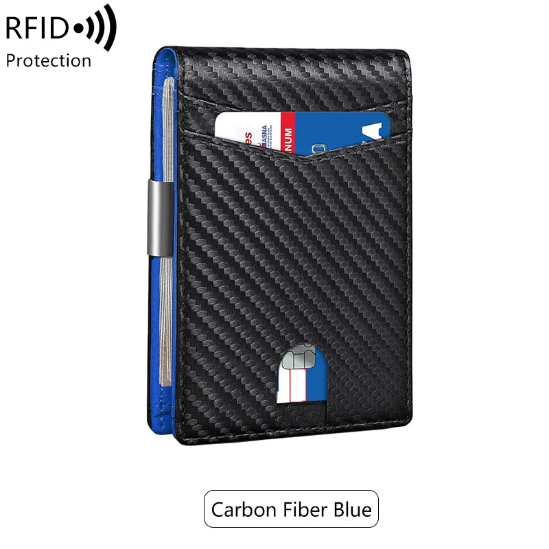 Men's Wallet RFID Carbon Fiber Ultra-thin 12 Card Wallet Minimalist Multifunctional Double Fold