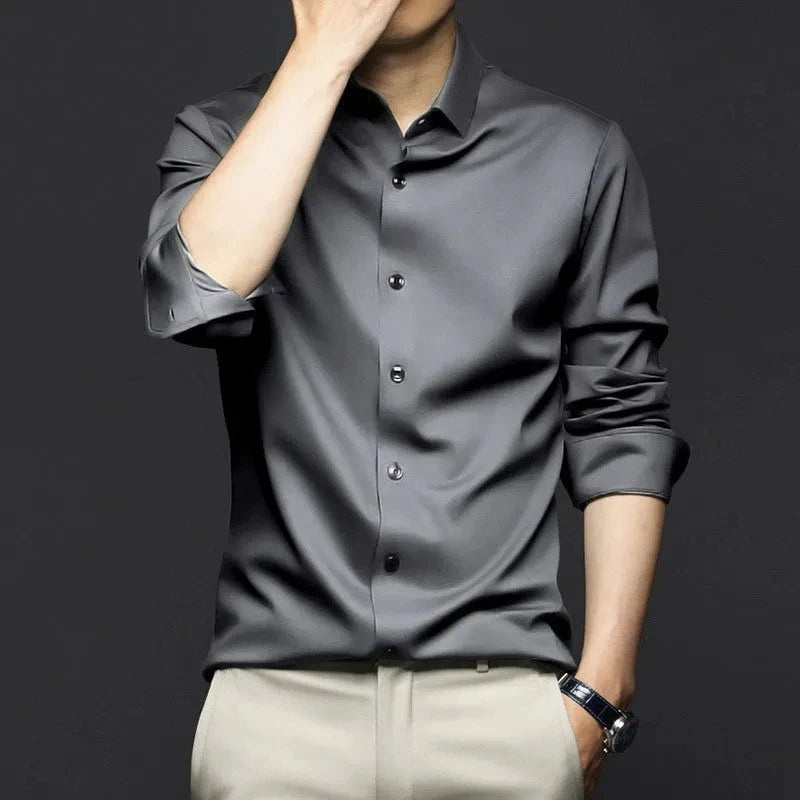 New Stretch Anti-Wrinkle Men's Shirts Long Sleeve Dress Shirts