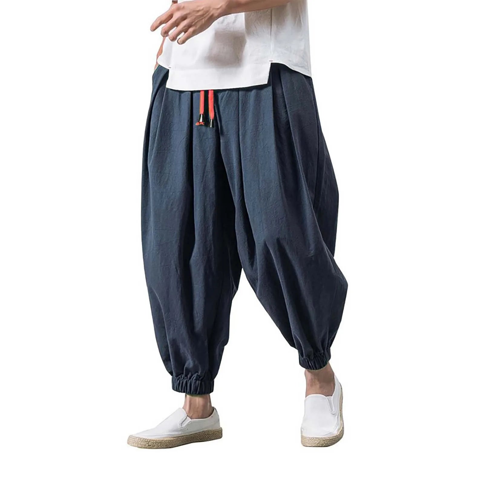 Loose Casual Wide Sweatpants Male Cargo Pants Elasticated Solid Pants Male Summer Loose Fitness Baggy Streetwear Pantalones