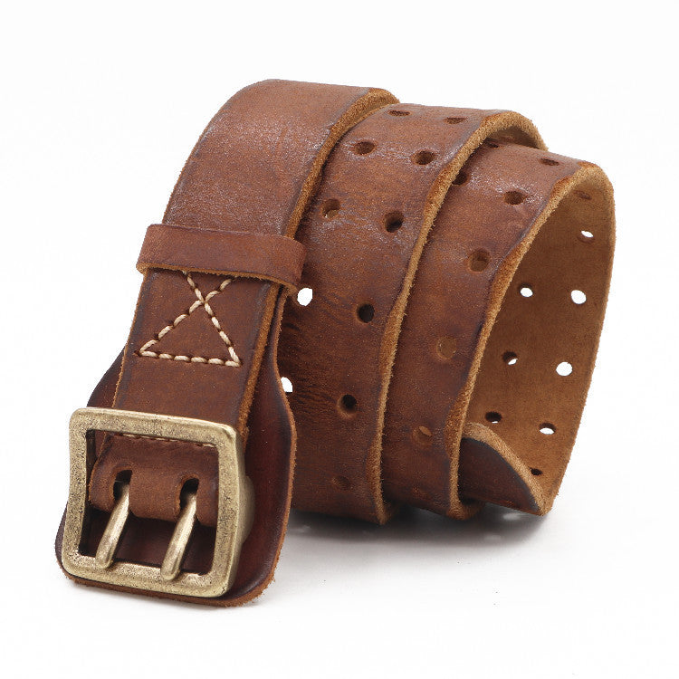 Cowhide Handmade Stitching Anti-allergy Men's Leather Belt