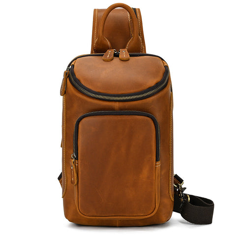 Men's Retro Crazy Horse Skin Shoulder Bag